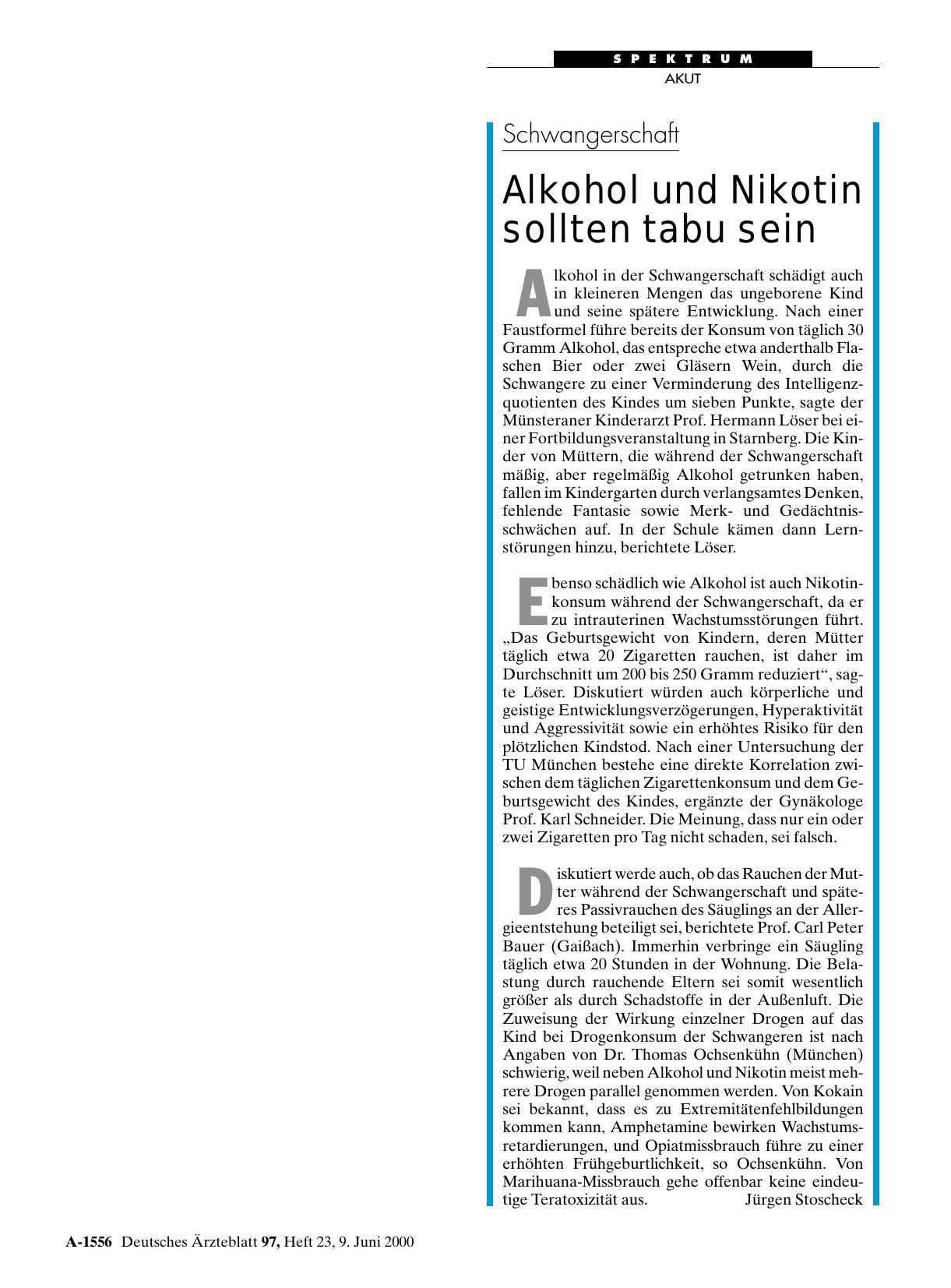 Vorschauseite 1: Schwangerschaft: Alkohol und Nikotin sollten tabu sein