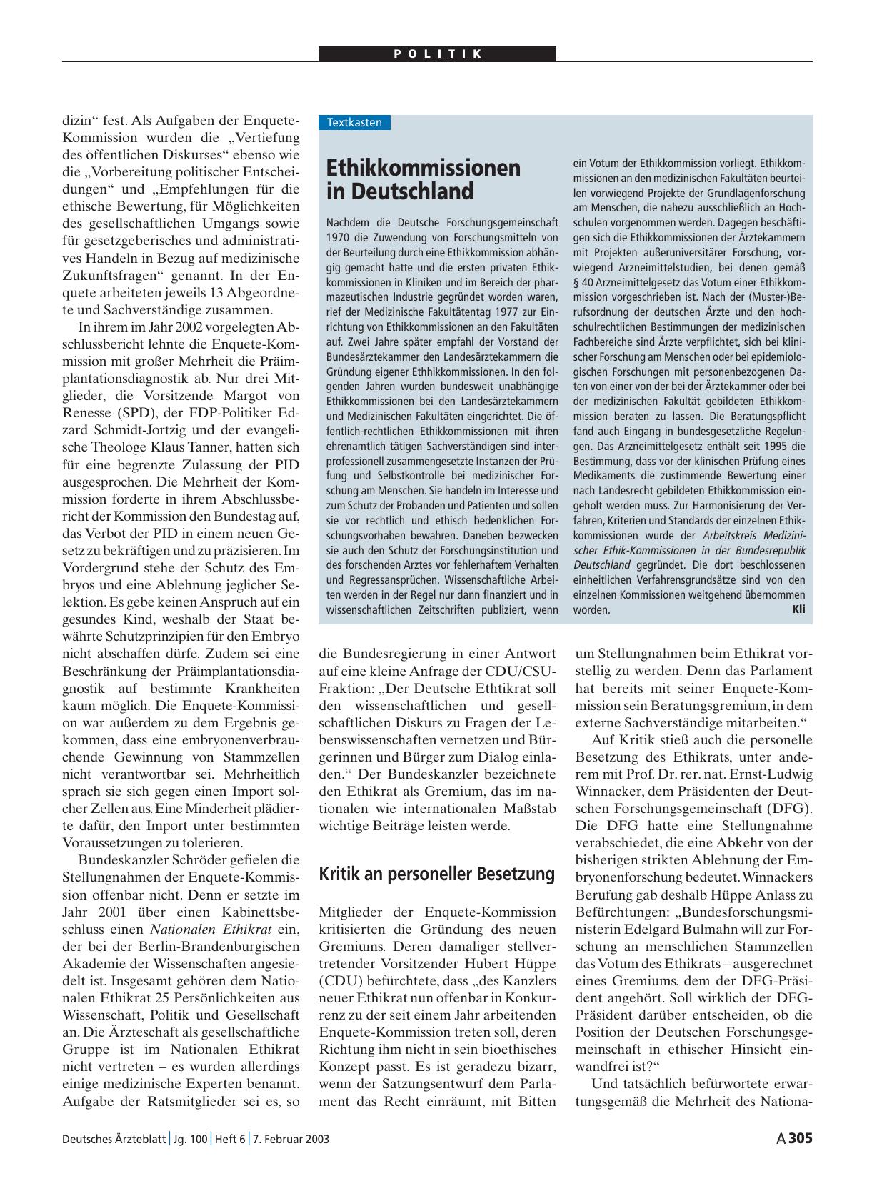 Vorschauseite 1: Ethikkommissionen in Deutschland