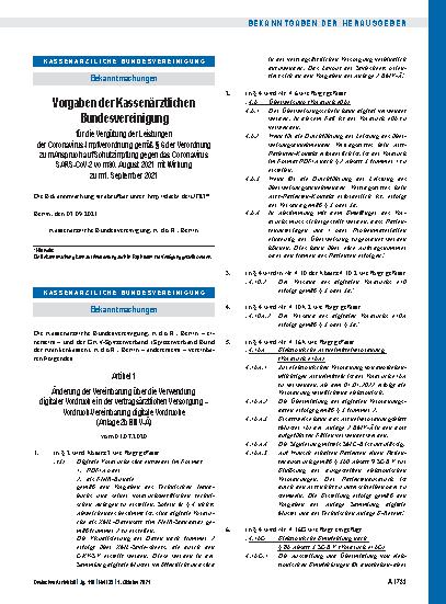 Vorschauseite 1: Änderung der Vereinbarung über die Verwendung digitaler Vordrucke in der vertragsärztlichen Versorgung – Vordruck-Vereinbarung digitale Vordrucke (Anlage 2b BMV-Ä)