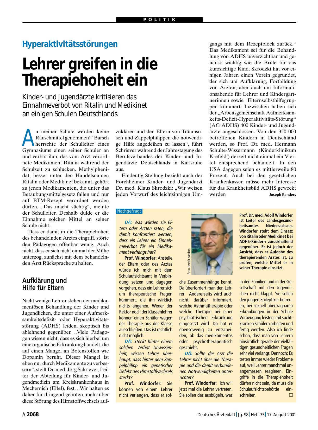 Vorschauseite 1: Hyperaktivitätsstörungen: Lehrer greifen in die Therapiehoheit ein