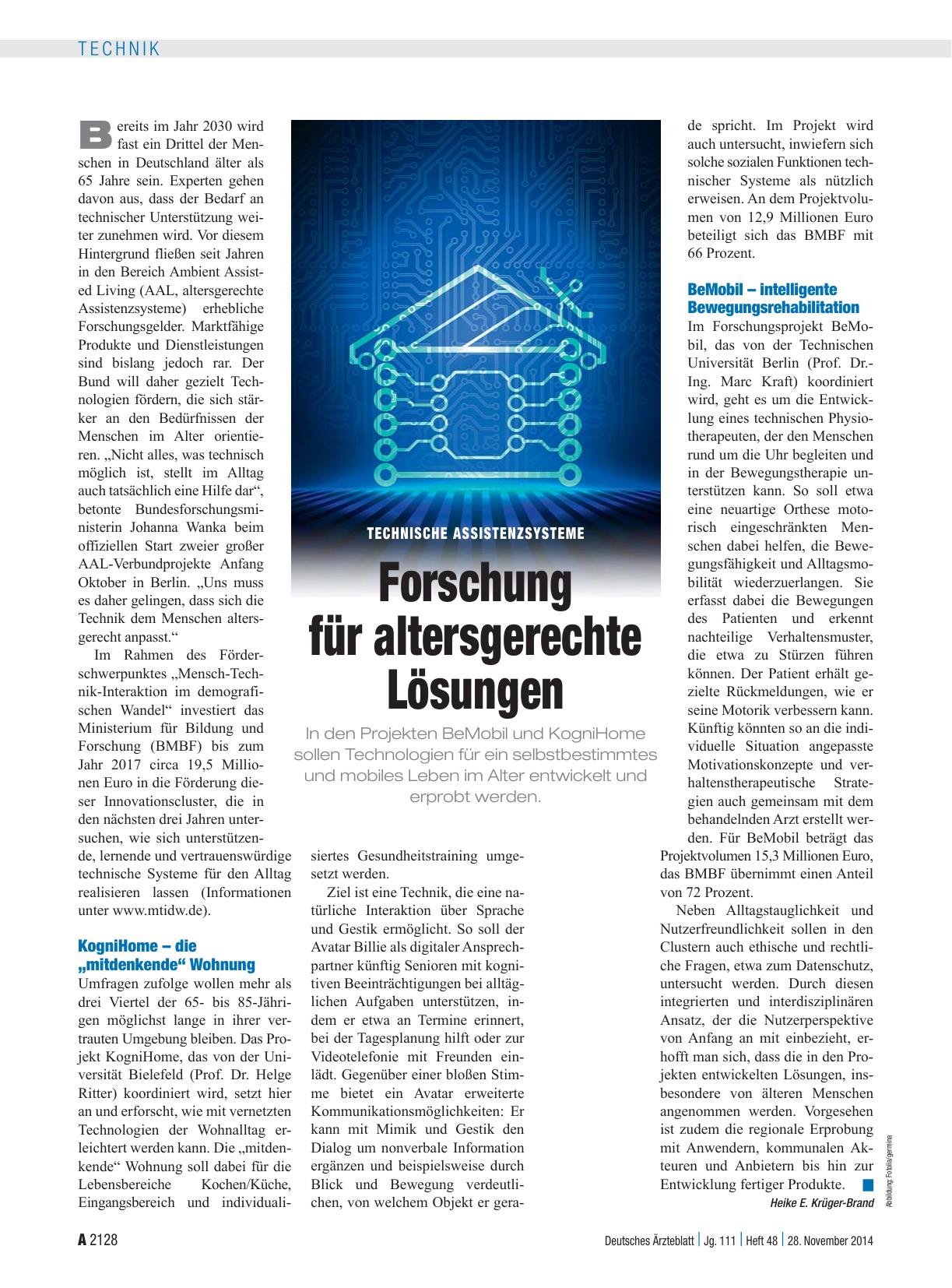 Vorschauseite 1: Technische Assistenzsysteme: Forschung für altersgerechte Lösung