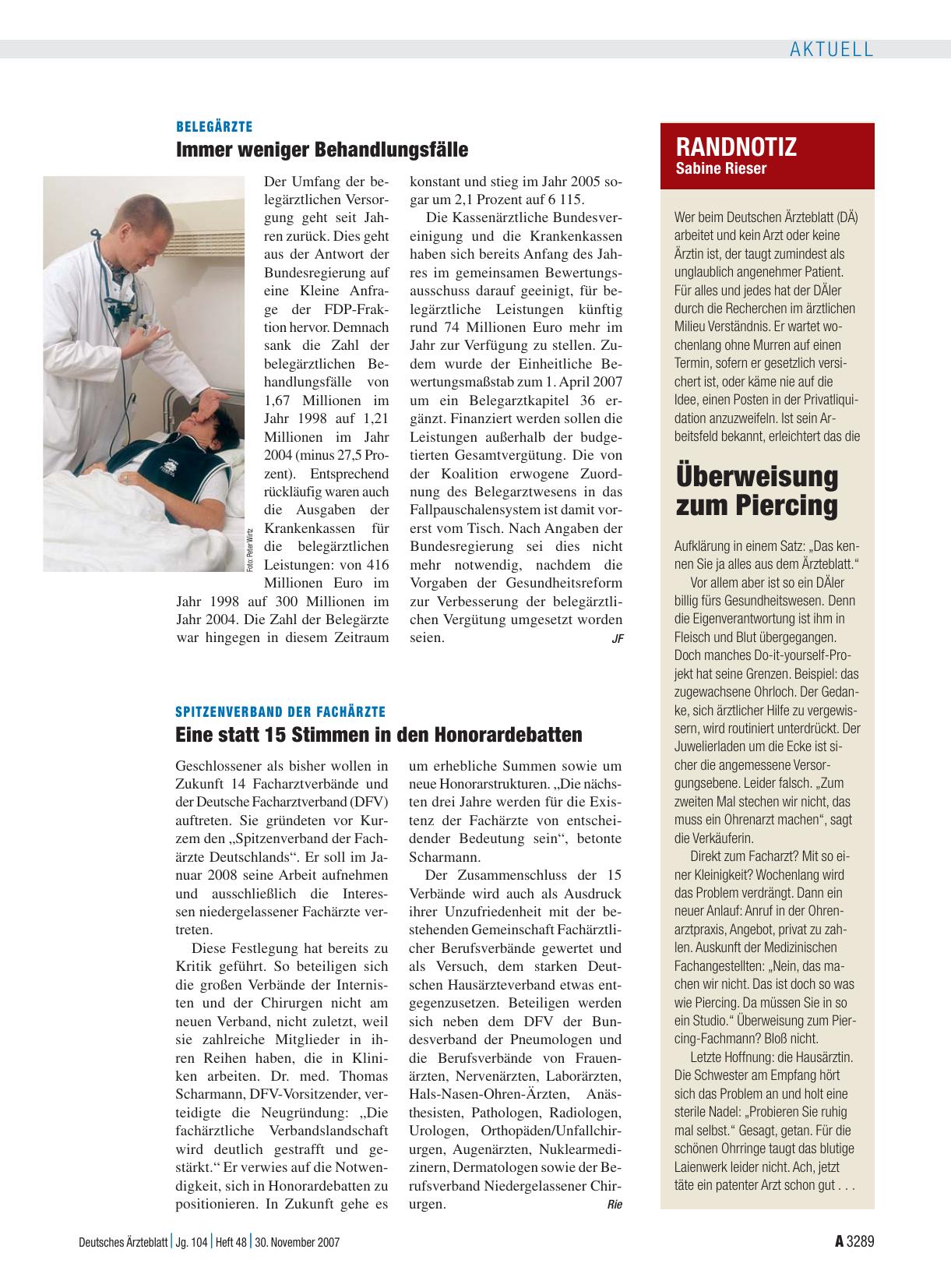 Vorschauseite 1: RANDNOTIZ: Überweisung zum Piercing