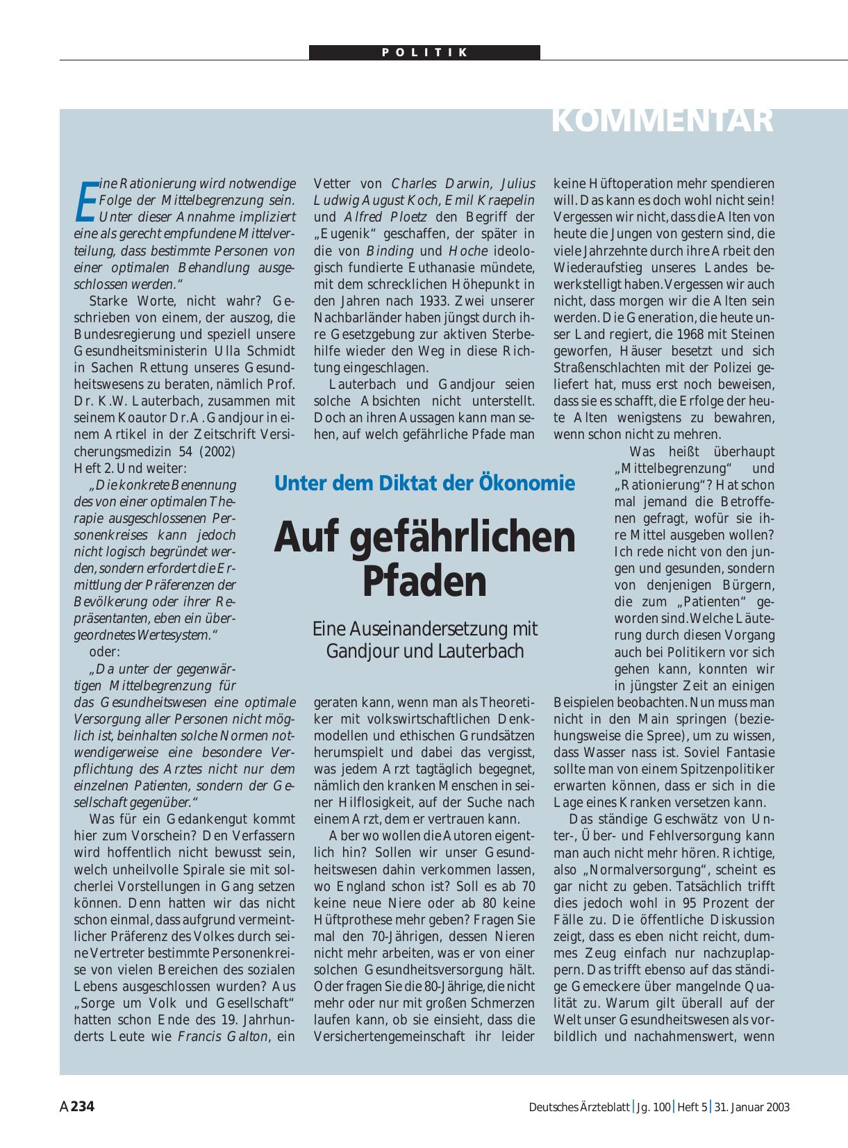 Vorschauseite 1: Unter dem Diktat der Ökonomie: Auf gefährlichen Pfaden