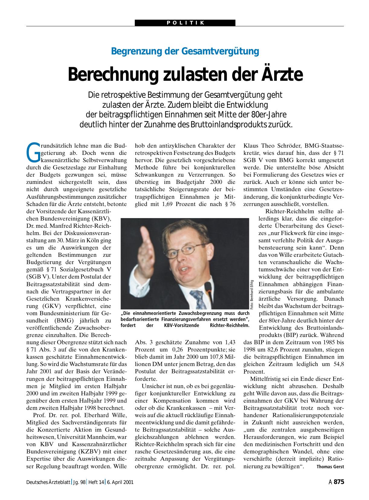 Vorschauseite 1: Begrenzung der Gesamtvergütung: Berechnung zulasten der Ärzte