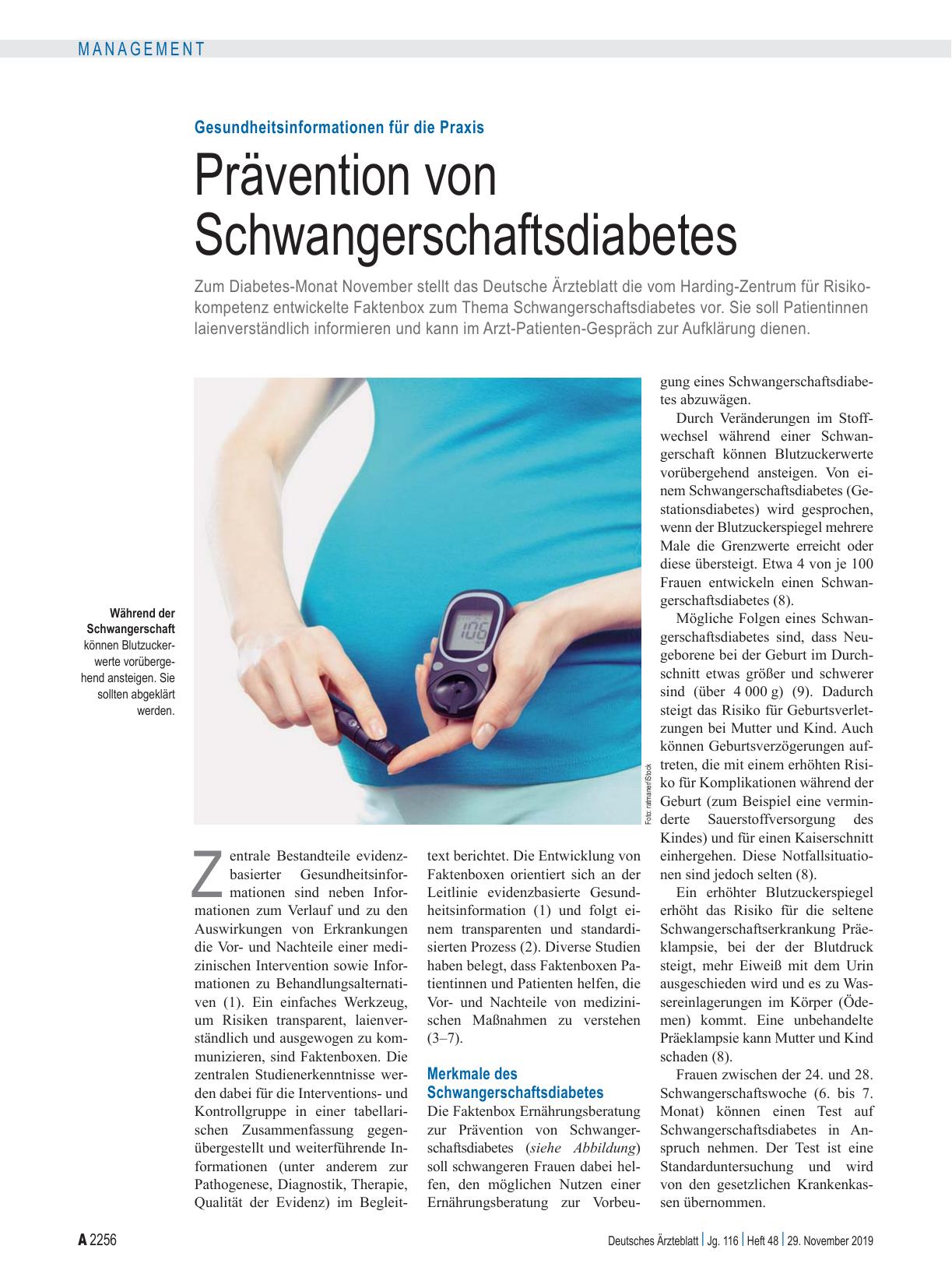 Vorschauseite 1: Gesundheitsinformationen für die Praxis: Prävention von Schwangerschaftsdiabetes