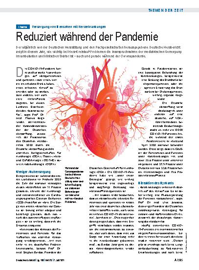 Vorschauseite 1: Versorgung von Menschen mit Herzerkrankungen: Reduziert während der Pandemie