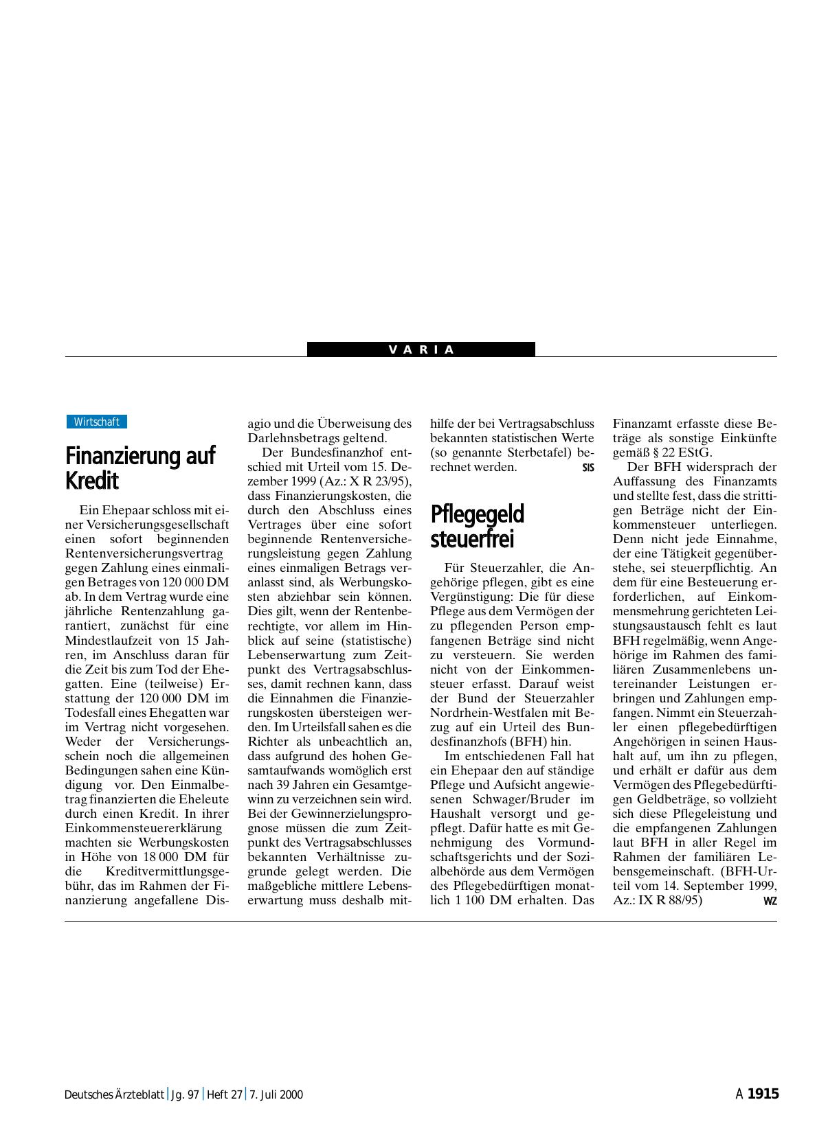 Vorschauseite 1: Pflegegeld steuerfrei
