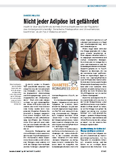 Vorschauseite 1: Diabetes mellitus: Nicht jeder Adipöse ist gefährdet