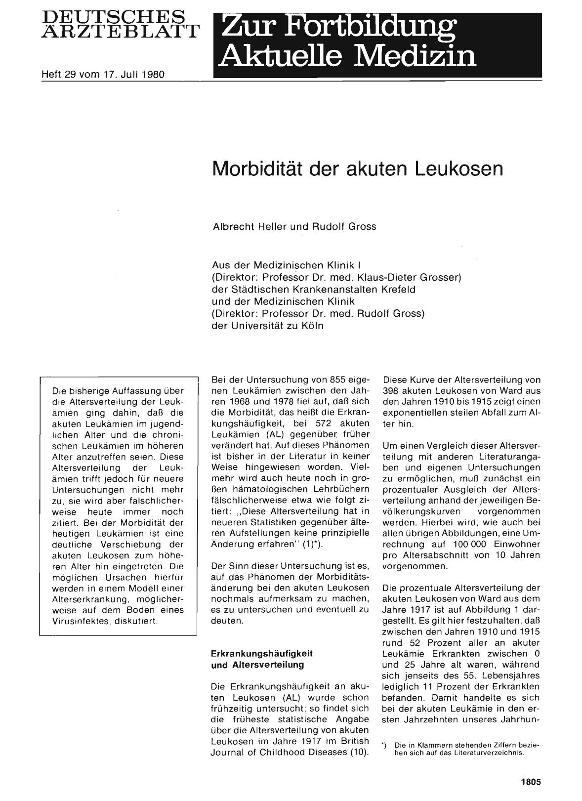 Vorschauseite 1: Morbidität der akuten Leukosen