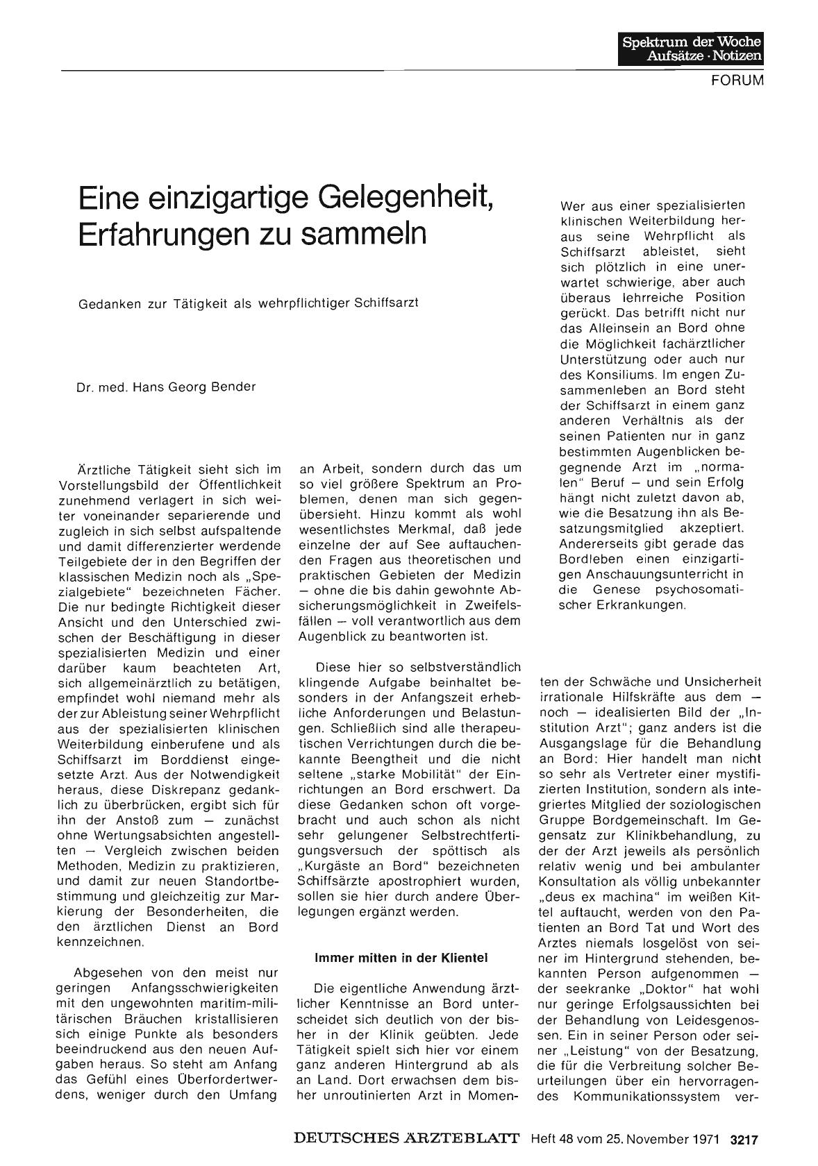 Vorschauseite 1: Eine einzigartige Gelegenheit, Erfahrungen zu sammeln