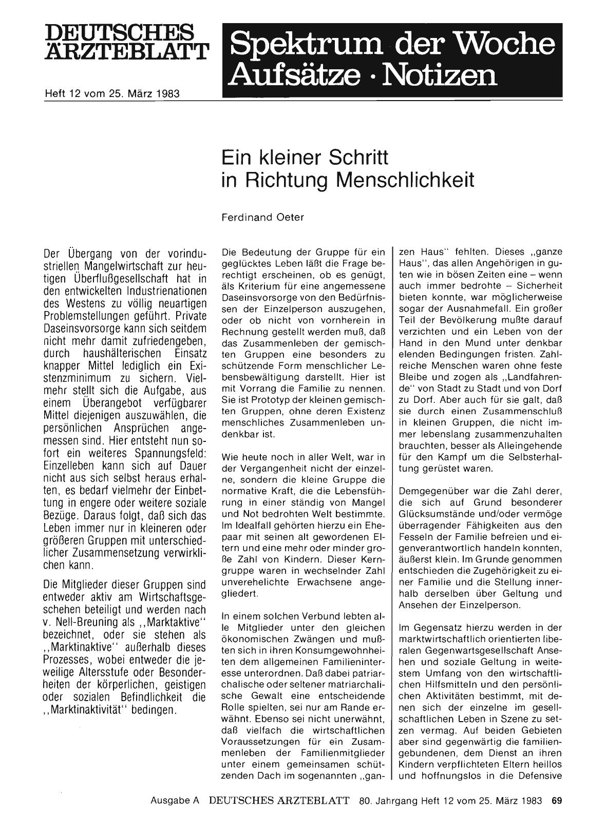 Vorschauseite 1: Ein kleiner Schritt in Richtung Menschlichkeit