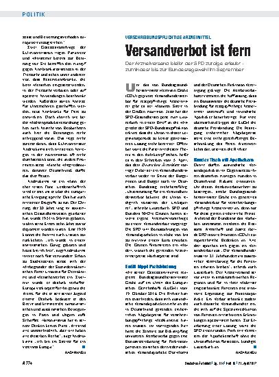 Vorschauseite 1: Verschreibungspflichtige Arzneimittel: Versandverbot ist fern