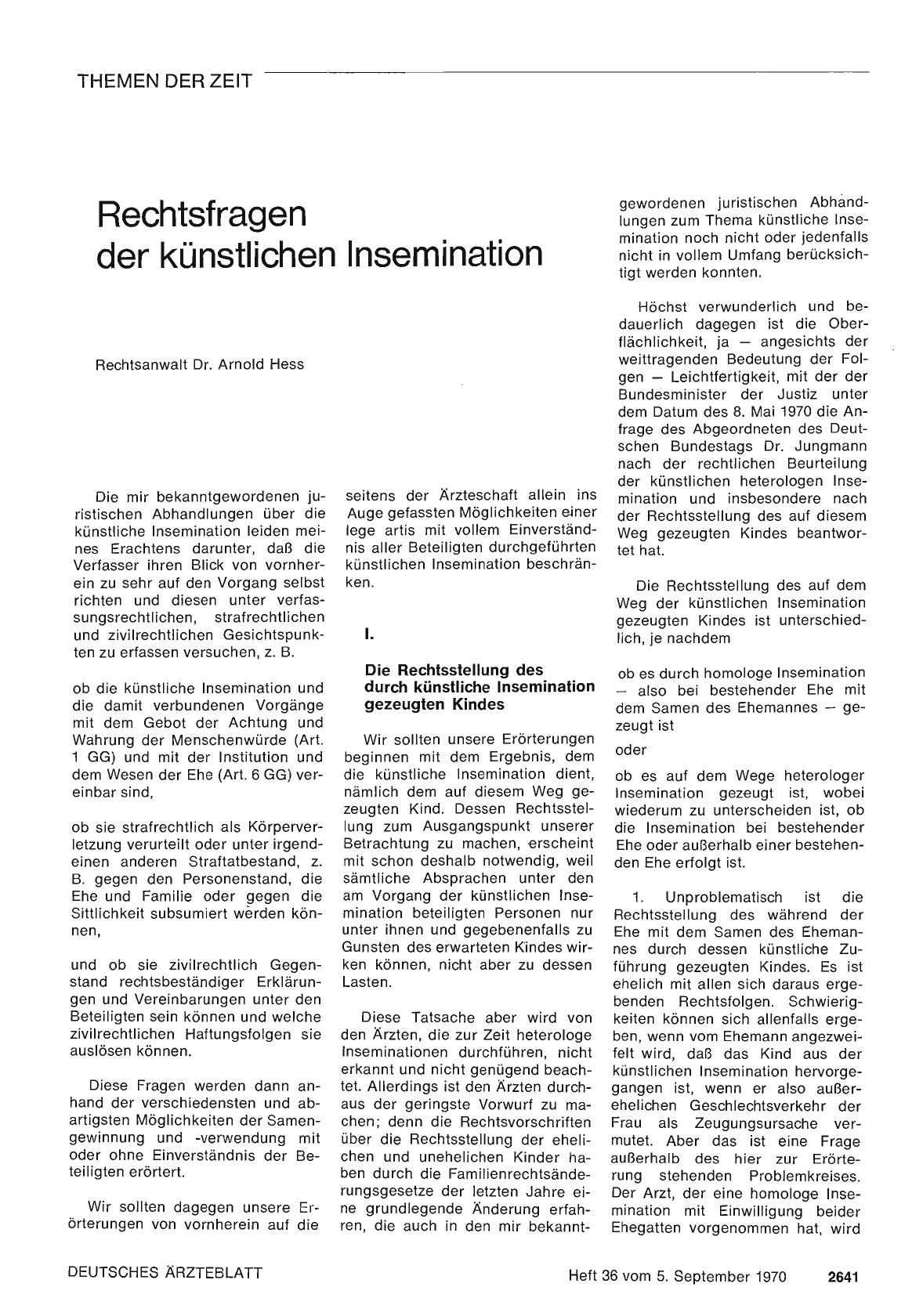 Vorschauseite 1: Rechtsfragen der künstlichen Insemination