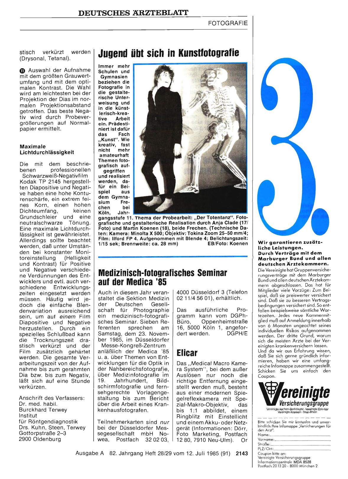 Vorschauseite 1: Medizinisch-fotografisches Seminar auf der Medica '85