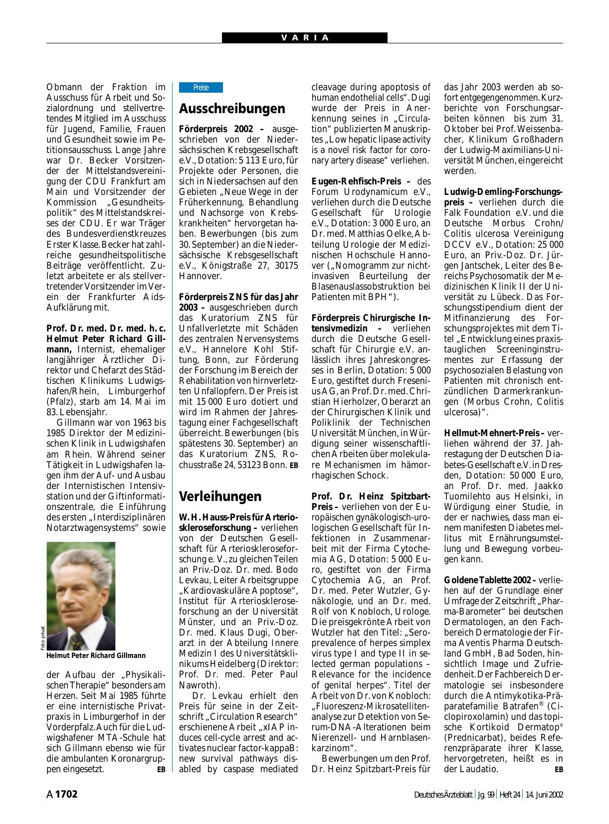 Vorschauseite 1: Verleihungen