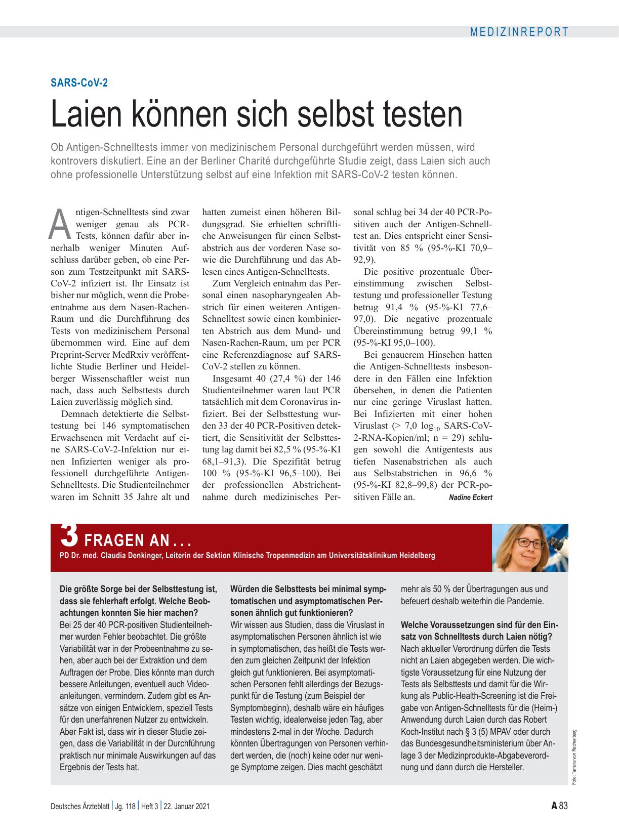 Vorschauseite 1: SARS-CoV-2: Laien können sich selbst testen