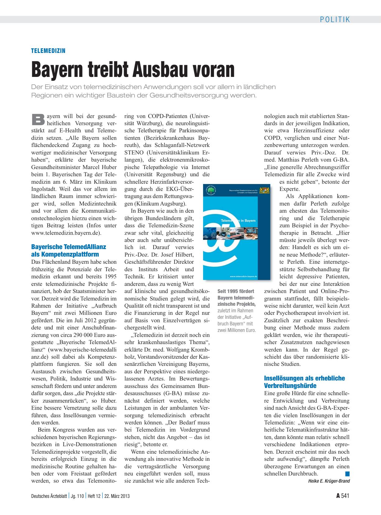 Vorschauseite 1: Telemedizin: Bayern treibt Ausbau voran
