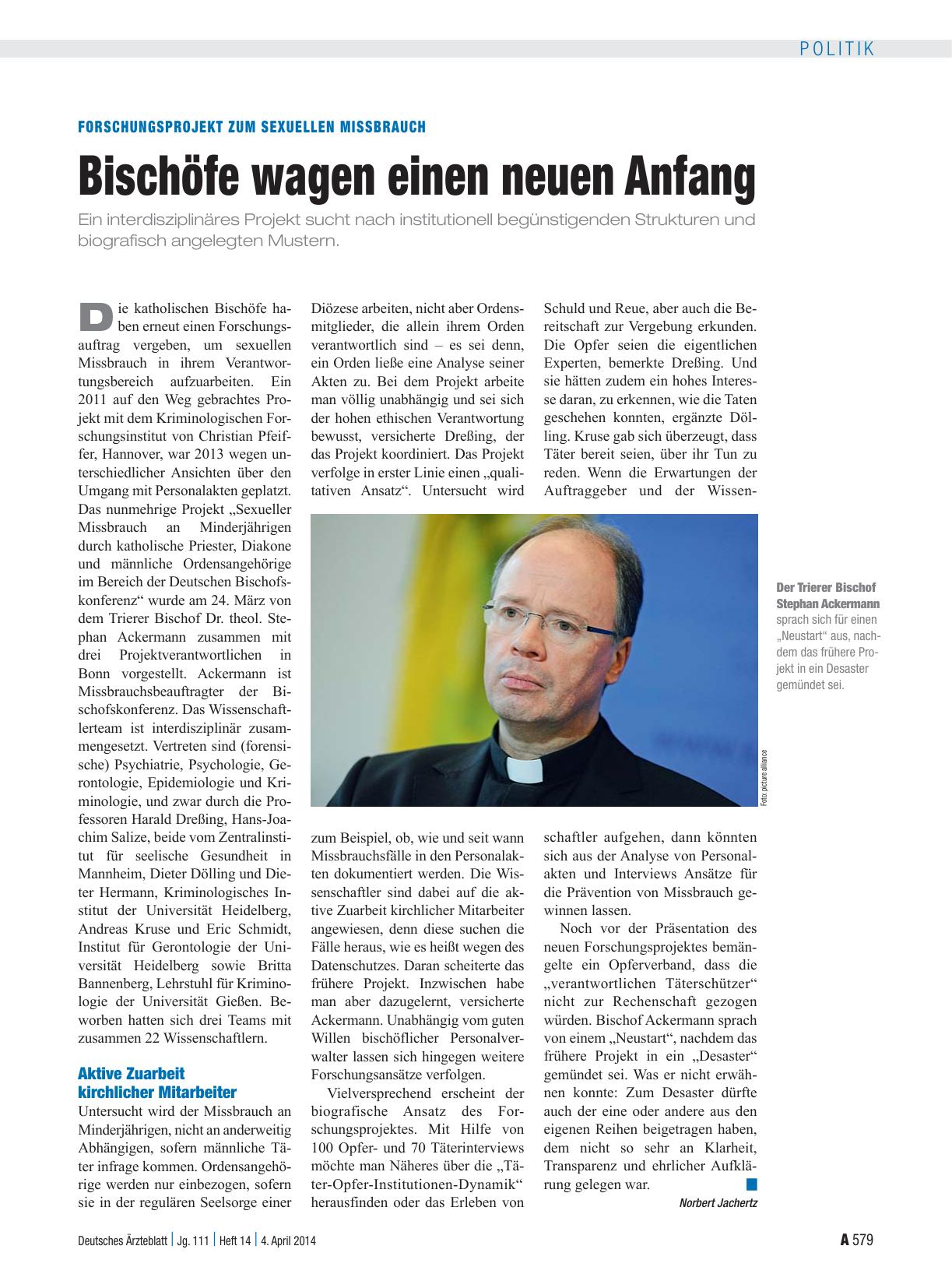Vorschauseite 1: Forschungsprojekt zum Sexuellen Missbrauch: Bischöfe wagen einen neuen Anfang