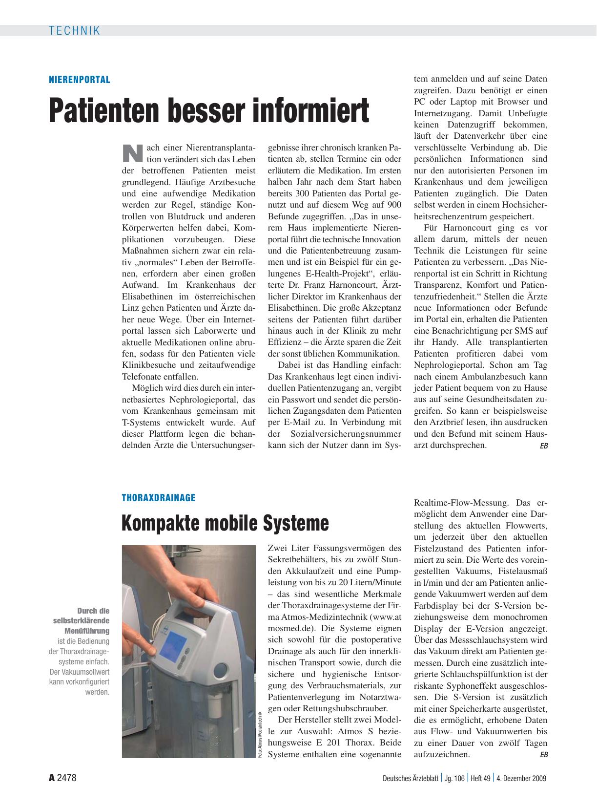 Vorschauseite 1: Thoraxdrainage: Kompakte mobile Systeme
