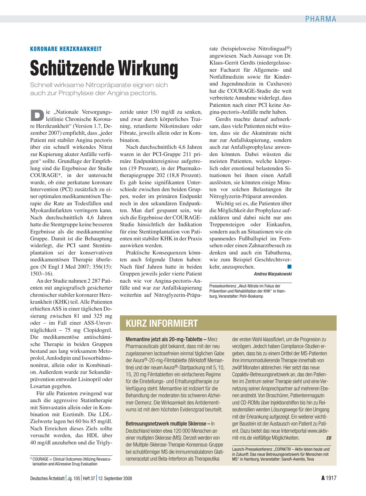 Vorschauseite 1: Koronare Herzkrankheit: Schützende Wirkung