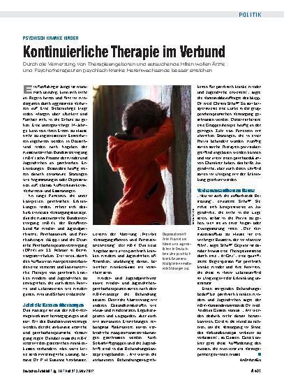 Vorschauseite 1: Psychisch kranke Kinder: Kontinuierliche Therapie im Verbund