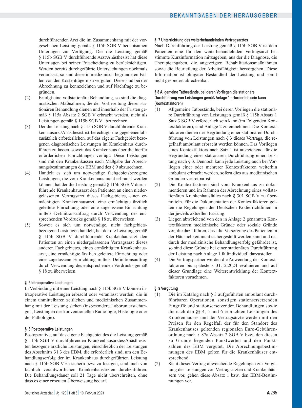 Vorschauseite 2: Vertrag nach § 115b Absatz 1 SGB V – Ambulantes Operieren, sonstige stationsersetzende Eingriffe und stationsersetzende Behandlungen im Krankenhaus – (AOP-Vertrag) zwischen dem GK…