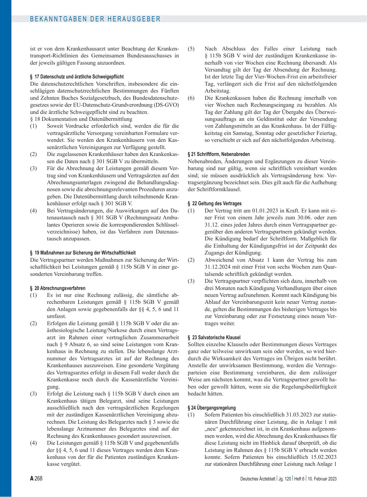 Vorschauseite 5: Vertrag nach § 115b Absatz 1 SGB V – Ambulantes Operieren, sonstige stationsersetzende Eingriffe und stationsersetzende Behandlungen im Krankenhaus – (AOP-Vertrag) zwischen dem GK…