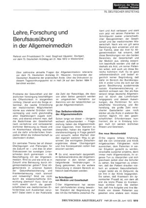 Vorschauseite 1: Lehre, Forschung und Berufsausübung in der Allgemeinmedizin