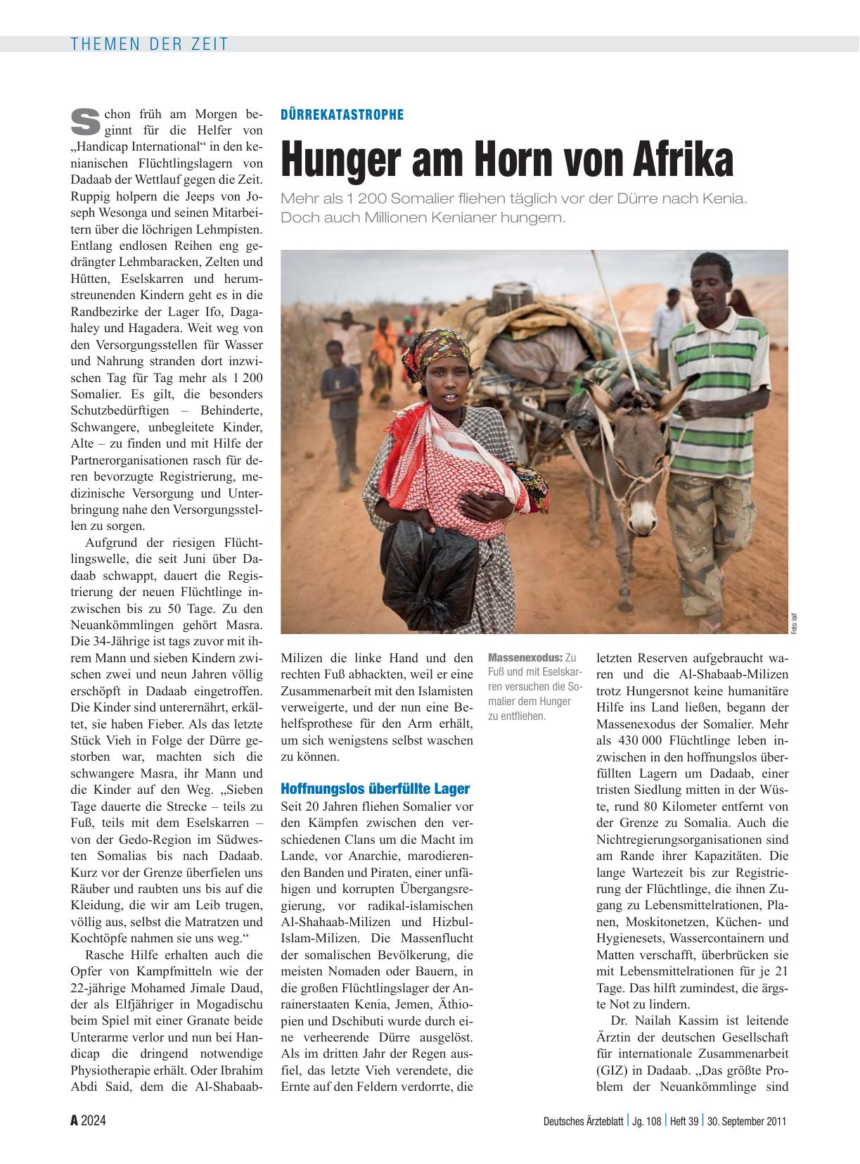 Vorschauseite 1: Dürrekatastrophe: Hunger am Horn von Afrika