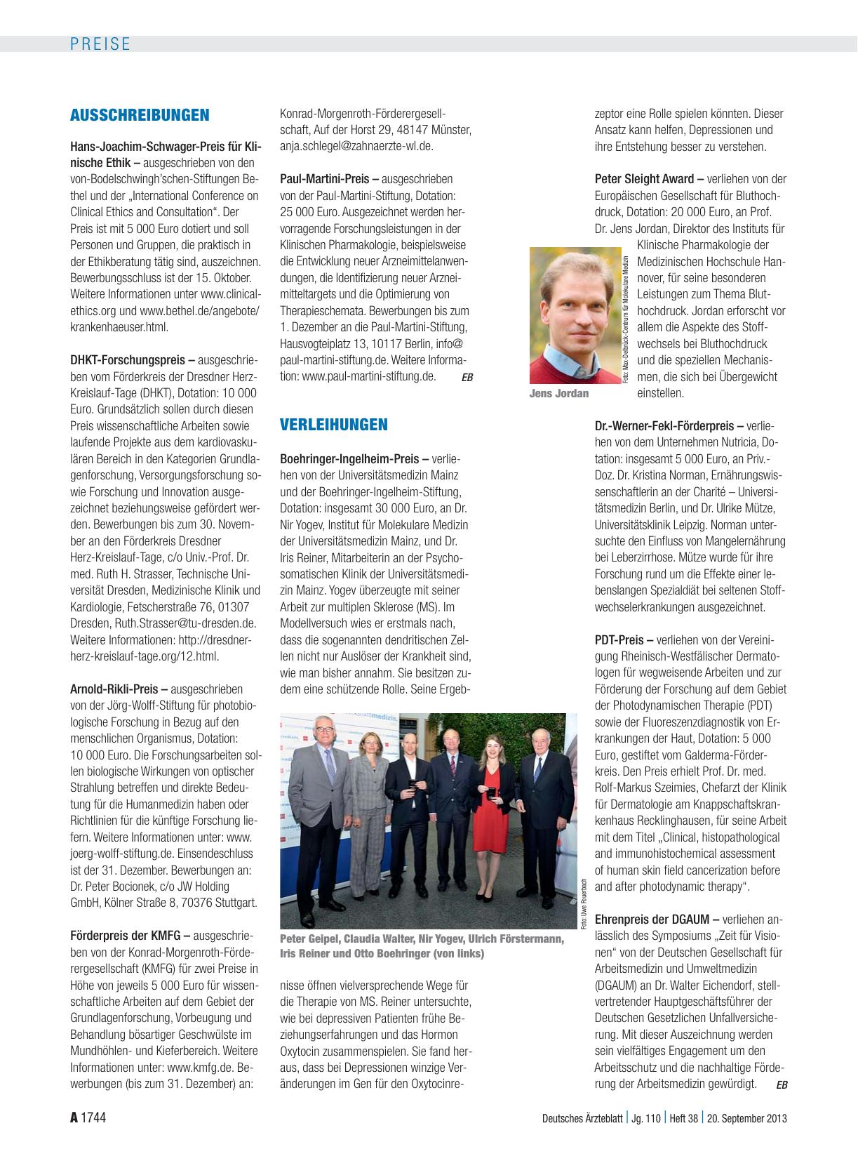 Vorschauseite 1: Verleihungen