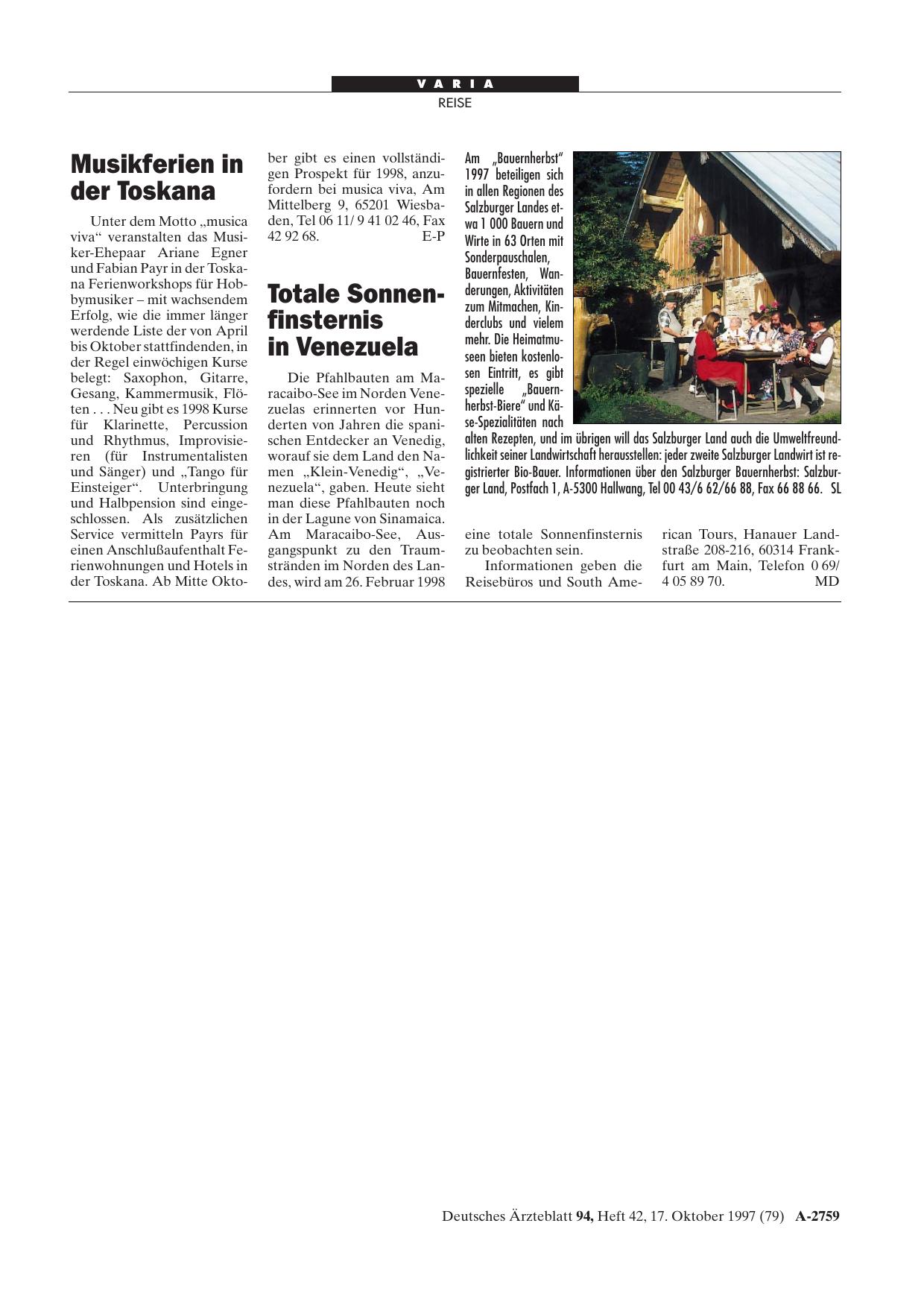Vorschauseite 1: Musikferien in der Toskana