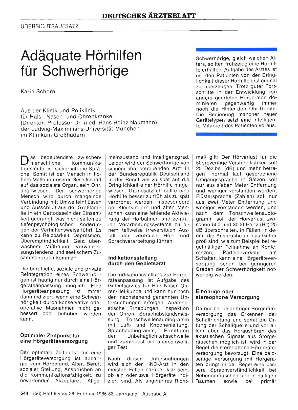 Vorschauseite 1: Adäquate Hörhilfen für Schwerhörige