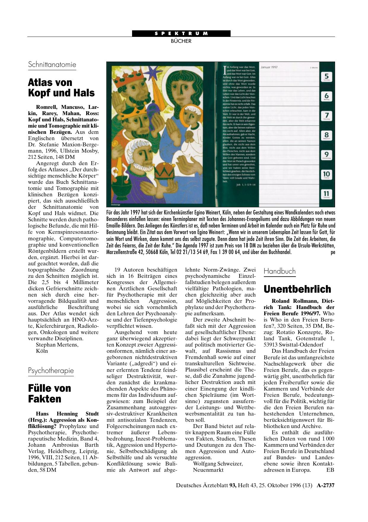 Vorschauseite 1: Handbuch der Freien Berufe 1996/97