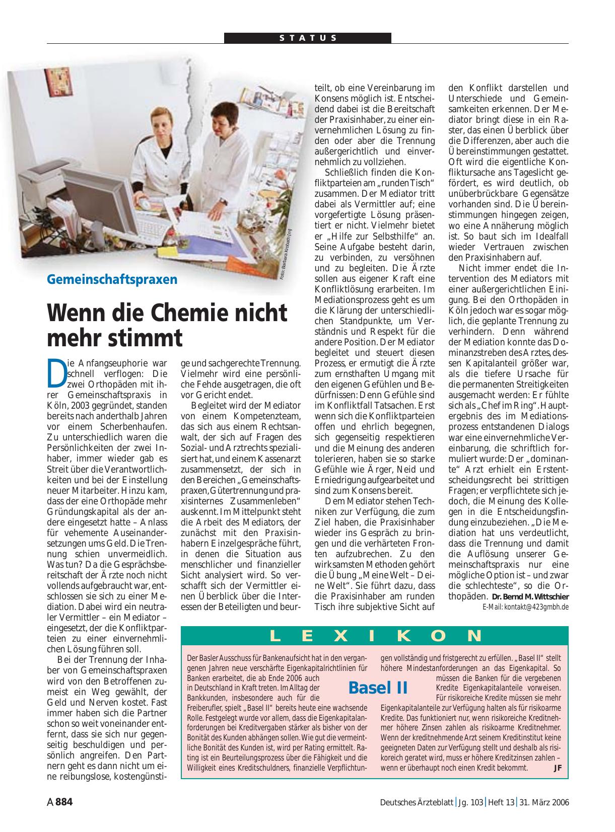 Vorschauseite 1: Gemeinschaftspraxen: Wenn die Chemie nicht mehr stimmt