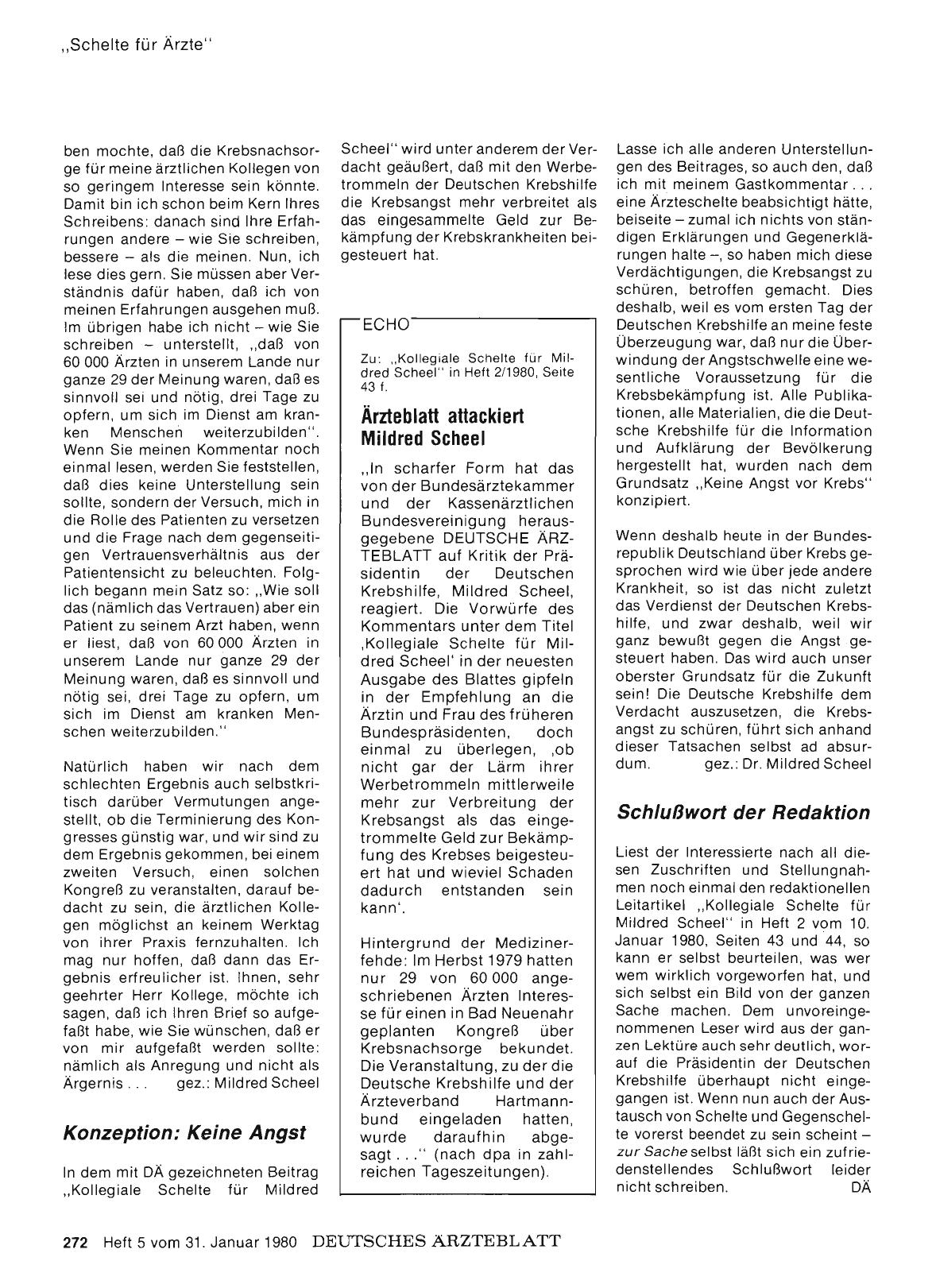 Vorschauseite 1: „Schelte für Ärzte”: Schlußwort der Redaktion
