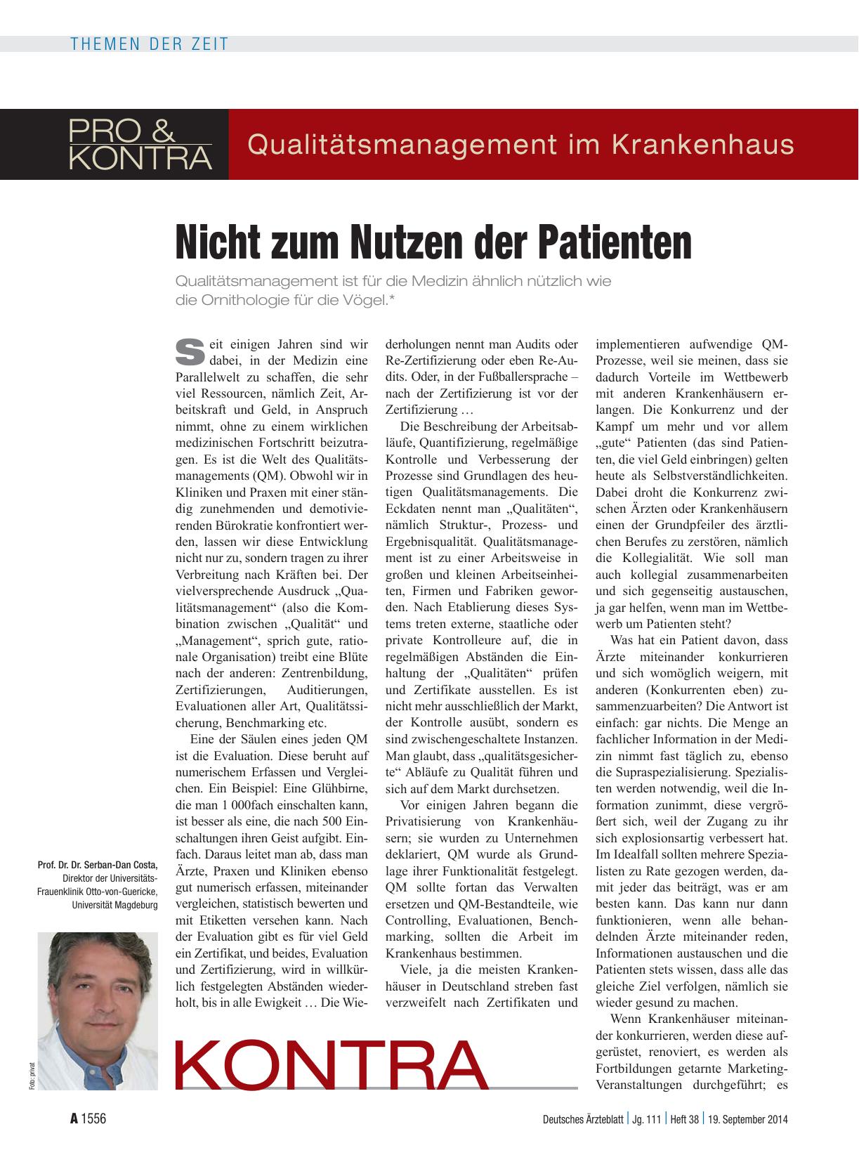 Vorschauseite 1: Qualitätsmanagement im Krankenhaus: Nicht zum Nutzen der Patienten