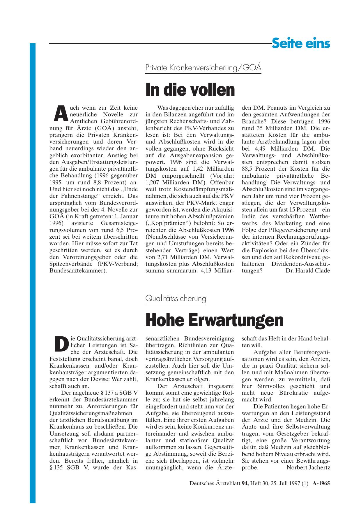Vorschauseite 1: Private Krankenversicherung/GOÄ: In die vollen