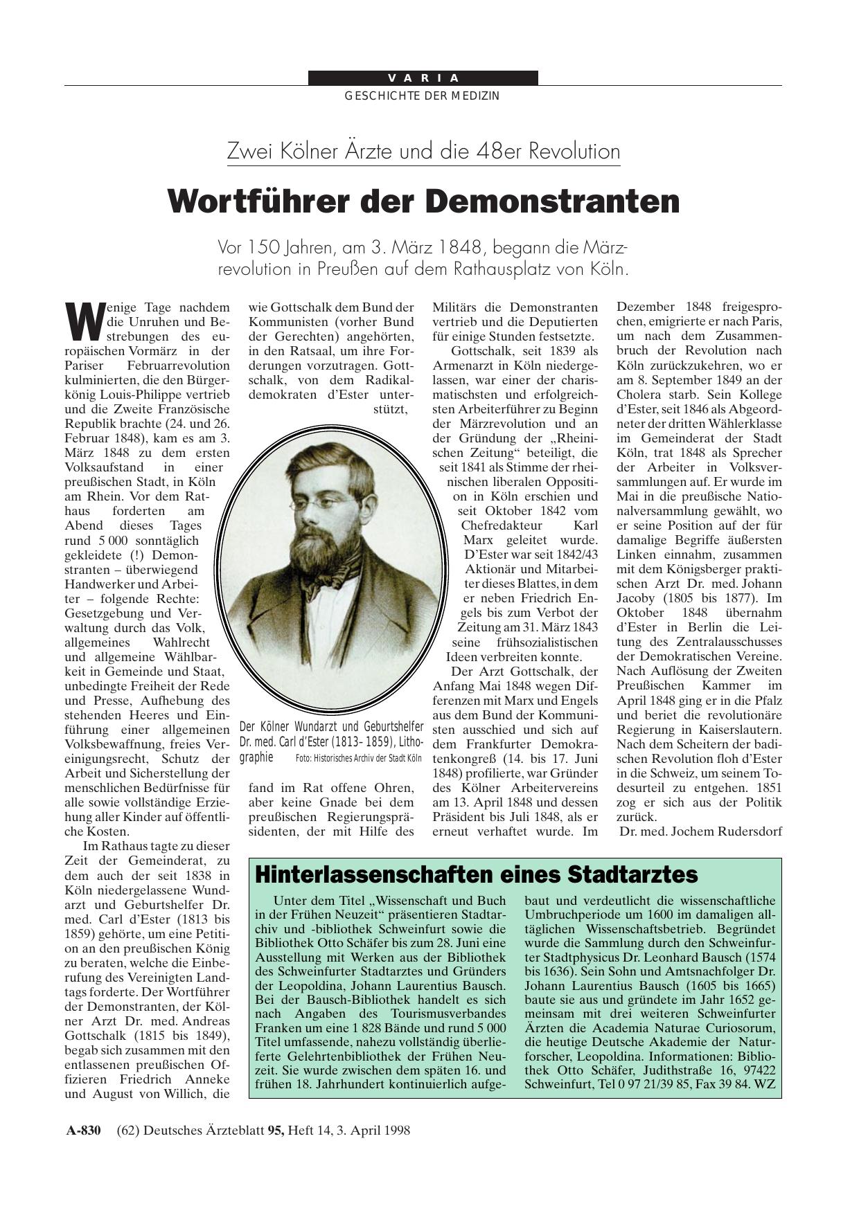 Vorschauseite 1: Hinterlassenschaften eines Stadtarztes
