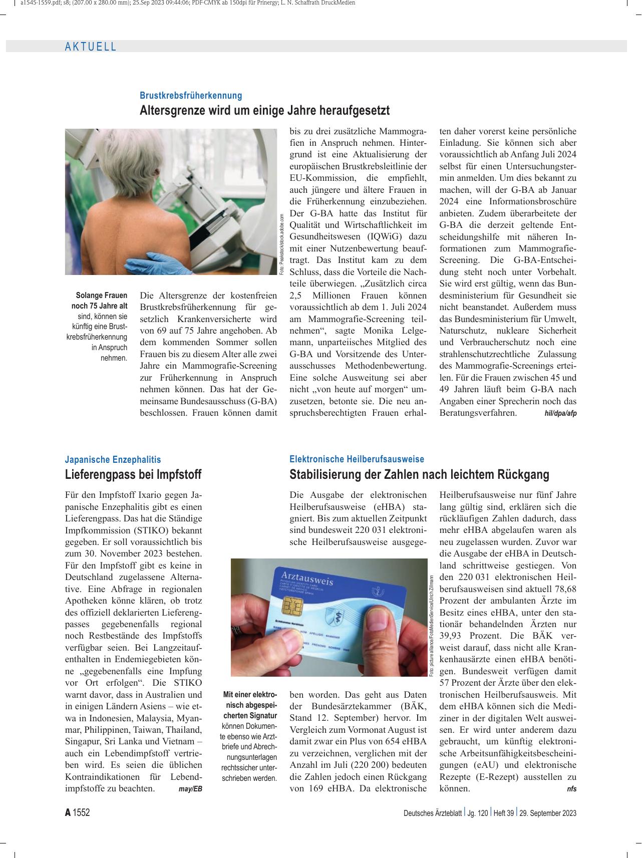 Vorschauseite 1: Elektronische Heilberufsausweise: Stabilisierung der Zahlen nach leichtem Rückgang