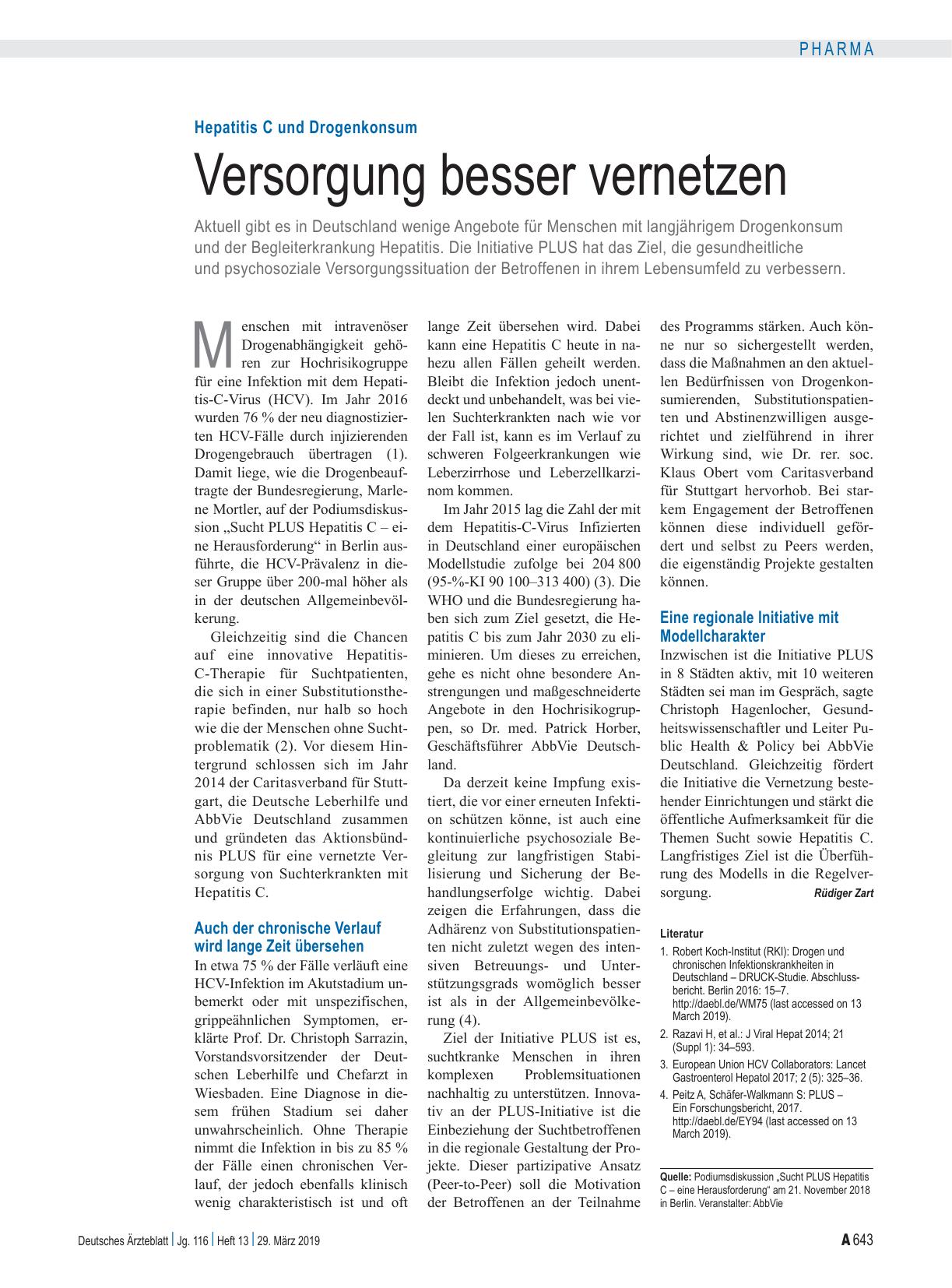 Vorschauseite 1: Hepatitis C und Drogenkonsum: Versorgung besser vernetzen