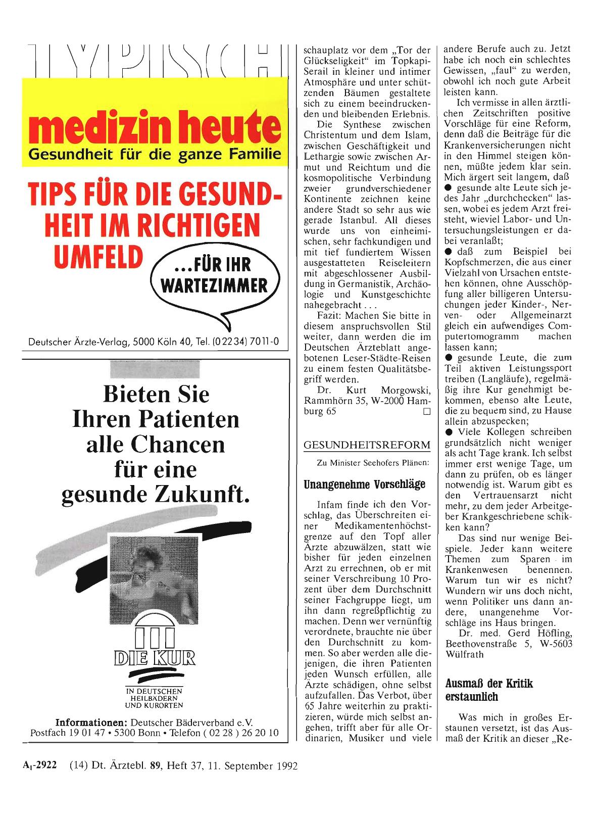 Vorschauseite 1: GESUNDHEITSREFORM: Unangenehme Vorschläge