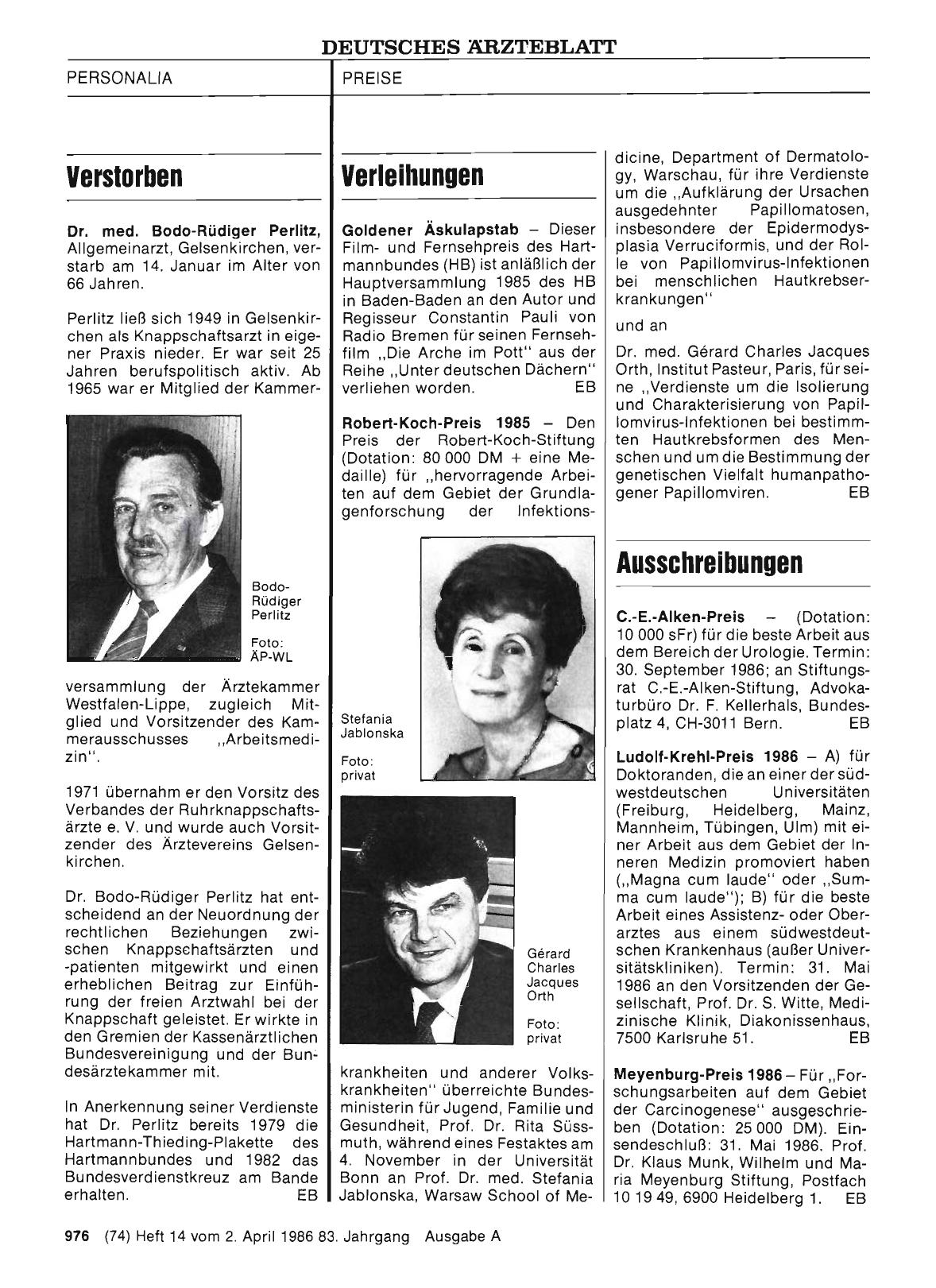 Vorschauseite 1: Verleihungen