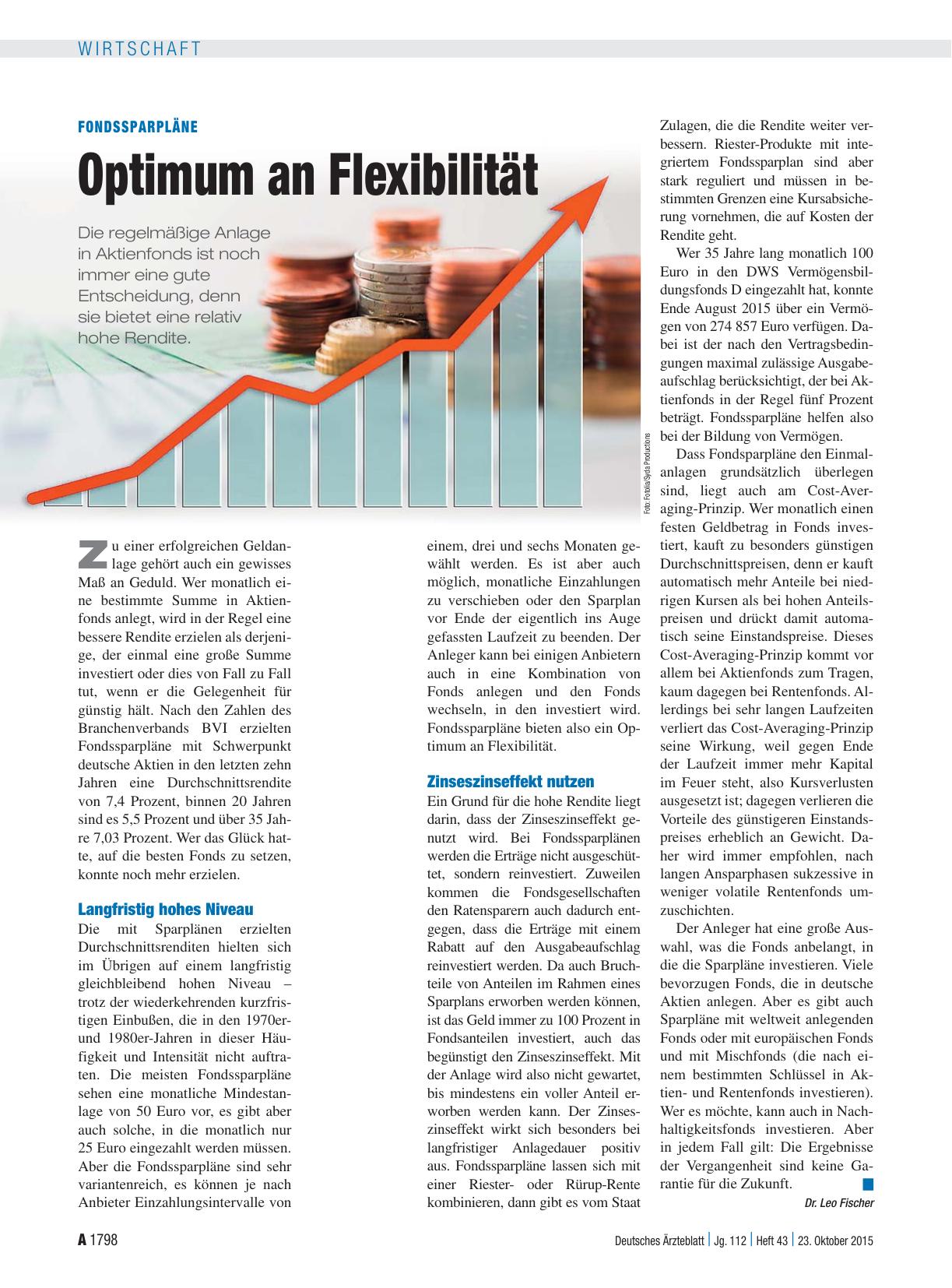 Vorschauseite 1: Fondssparpläne: Optimum an Flexibilität