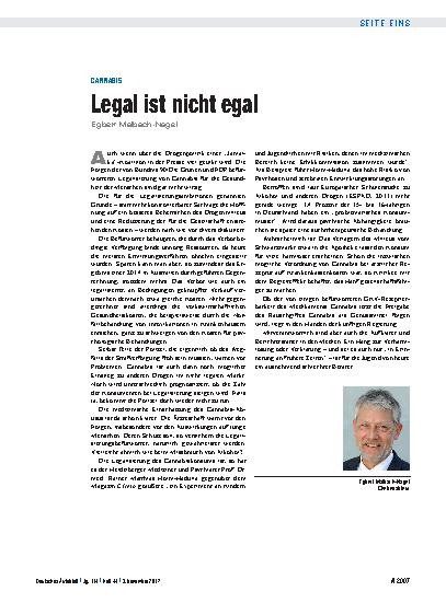 Vorschauseite 1: Cannabis: Legal ist nicht egal