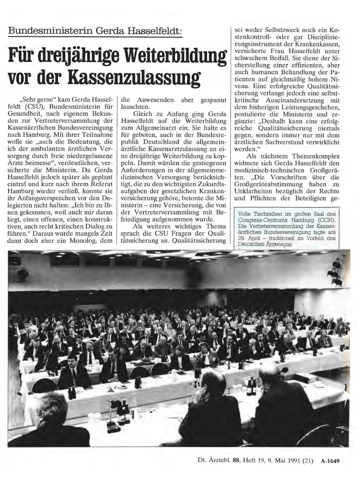 Vorschauseite 1: Bundesministerin Gerda Hasselfeldt: Für dreijährige Weiterbildung vor der Kassenzulassung