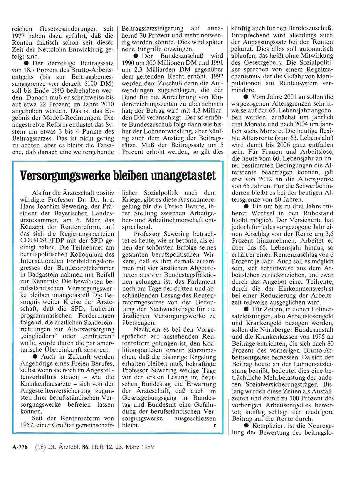 Vorschauseite 1: Versorgungswerke bleiben unangetastet