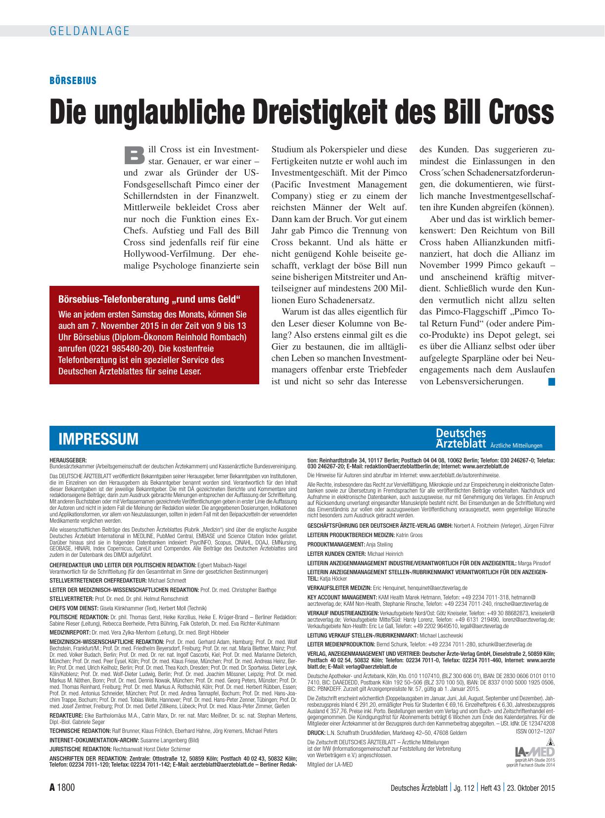 Vorschauseite 1: Börsebius: Die unglaubliche Dreistigkeit des Bill Cross