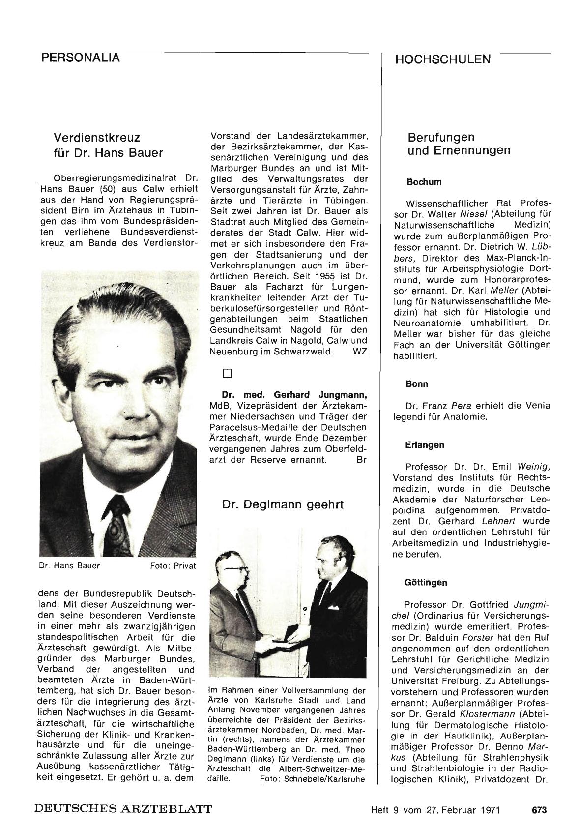 Vorschauseite 1: Dr. Deglmann geehrt