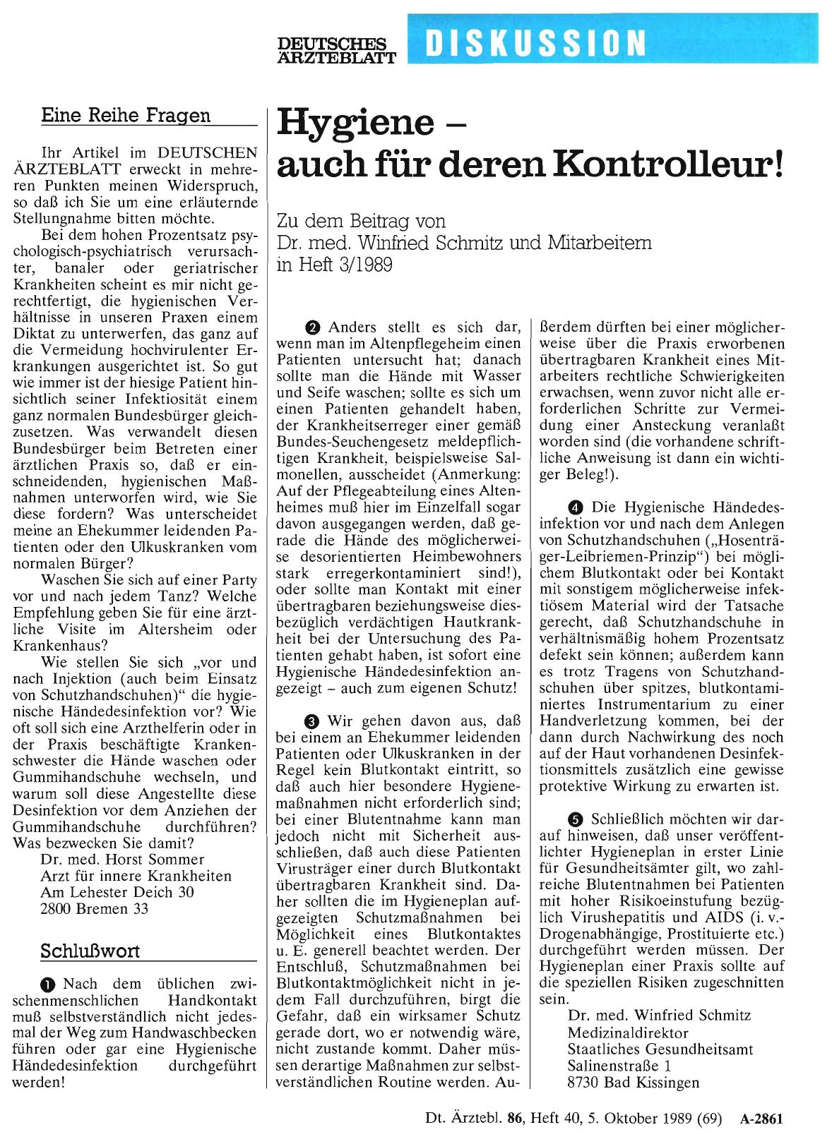 Vorschauseite 1: Hygiene – auch für deren Kontrolleur! : Schlußwort