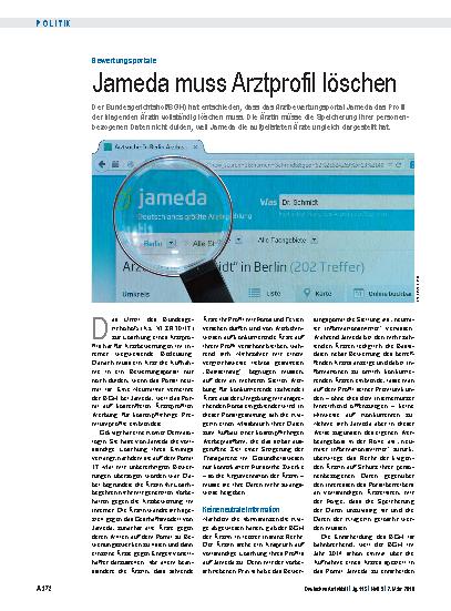 Vorschauseite 1: Bewertungsportale: Jameda muss Arztprofil löschen